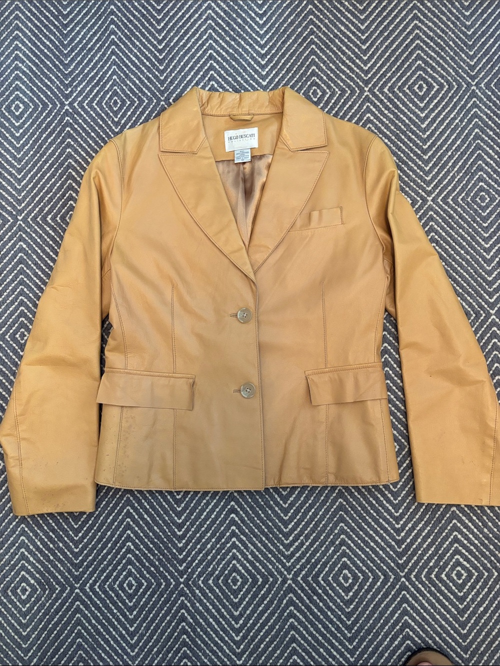 Hugo Buscati Tan Leather Blazer Jacket